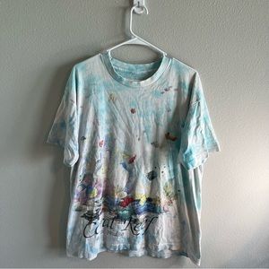 VTG  Coral Reef Liquid Blue Aquatic All Over Print Shirt Adult L 1992